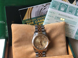 Classic Rolex Datejust 16233 P Jubilee SERTI Champagne Diamond Dial 18k Gold/Steel Box/Papers